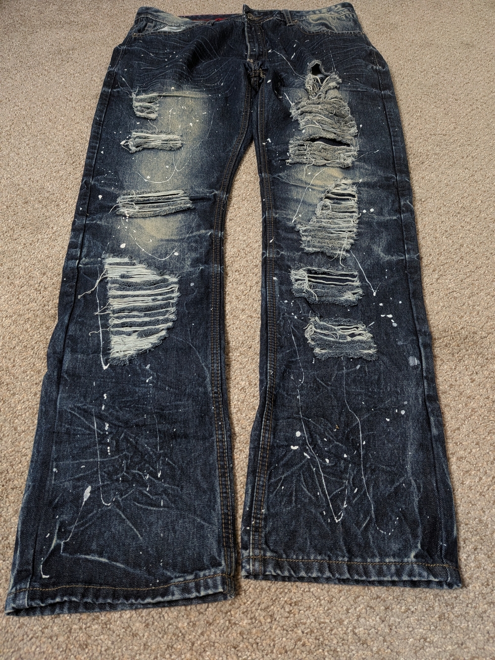 Decibel Stacked Paint Splatter Jeans 36x34